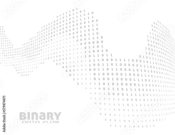 Fototapeta Binary data flow. Digital wave by streaming ones and zeros