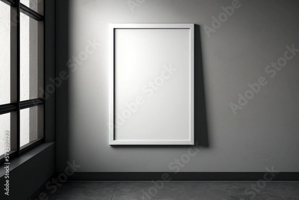 Fototapeta Behold the beauty of simplicity with this hyper-realistic photograph - a stunning top shot of an elegant, single empty photo frame, isolated on a plain white background