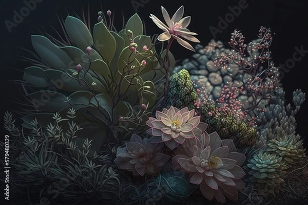 Fototapeta A lush and vibrant display of nature's beauty. This stock footage of plants and flowers captures the essence of life and growth
