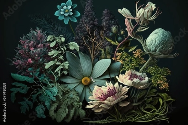 Fototapeta A lush and vibrant display of nature's beauty. This stock footage of plants and flowers captures the essence of life and growth