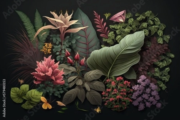 Fototapeta A lush and vibrant display of nature's beauty. This stock footage of plants and flowers captures the essence of life and growth