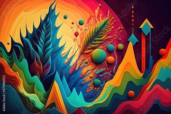 Fototapeta An otherworldly interpretation of stock market trends, this psychedelic painting captures the energy and unpredictability of financial markets in a unique and visually stunning way