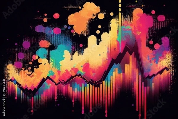 Fototapeta An otherworldly interpretation of stock market trends, this psychedelic painting captures the energy and unpredictability of financial markets in a unique and visually stunning way