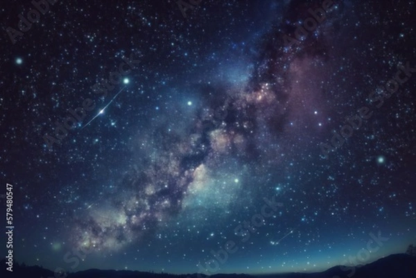 Fototapeta Step into a realm of pure enchantment with this stunning space photo - a breathtaking night sky wallpaper that captures the magic of the universe, complete with stars, planets, and the Milky Way.