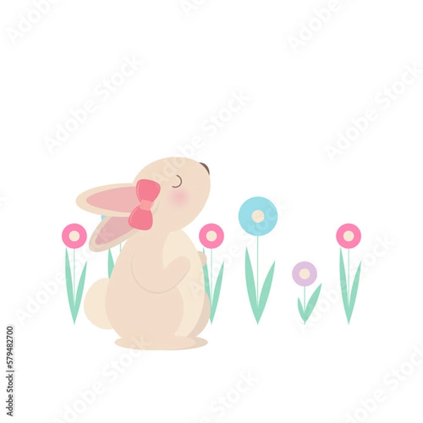 Obraz Easter bunny on the lawn. Vector illustration.
