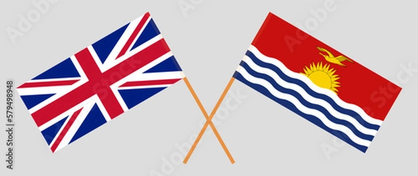 Fototapeta Crossed flags of United Kingdom and Kiribati. Official colors. Correct proportion
