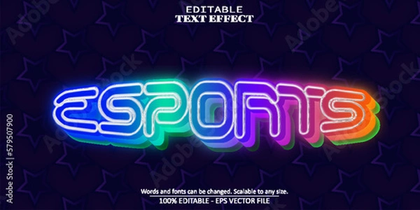 Fototapeta esport text effect, editable neon glowing text style
