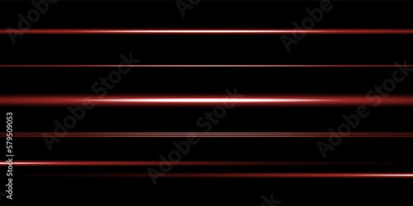 Obraz Abstract red laser beam. On a black background. Vector illustration. lighting effect. directional spotlight.