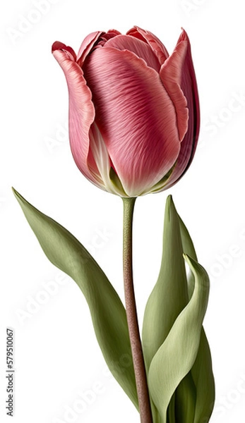 Fototapeta isolated deep red tulip flower photo, png, transparent background, spring flowers, summer, floral, vertical, horizontal, up close, blossom, petals, Generative AI