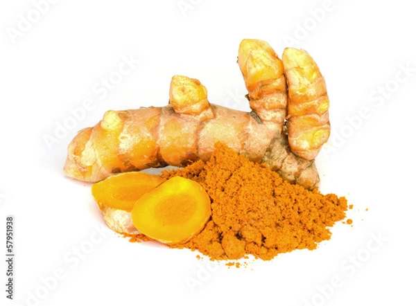 Fototapeta Tumeric and tumeric  powder.
