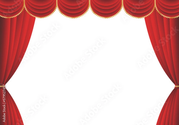 Fototapeta 赤い幕　赤いカーテン　赤い幕の舞台　ヨコ