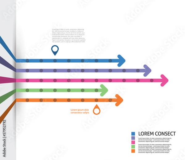 Obraz Colorful Flat Arrow Timeline Template - EPS10 Vector Illustratio