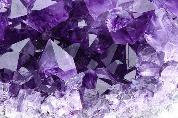 Fototapeta amethyst druse. macro detail texture background. close-up raw rough unpolished semi-precious gemstone