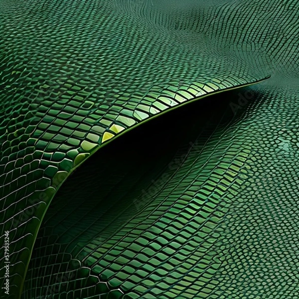 Fototapeta Green snake skin.  Python skin texture.  Generative AI.