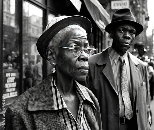 Obraz Black people in Harlem, street photography - generative ai