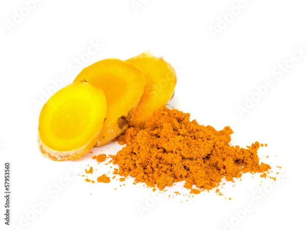 Fototapeta Tumeric and tumeric  powder.