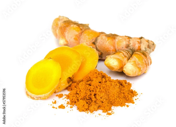 Fototapeta Tumeric and tumeric  powder.