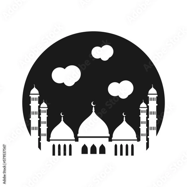 Fototapeta ramadan kareem mosque and lantern illustration with moon and star islamic