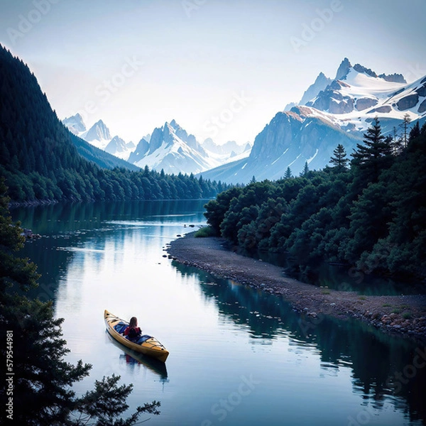 Obraz Kayaker created with Generative AI.