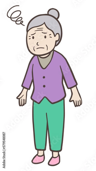 Obraz 困惑して呆然と立ち尽くしているお婆さん