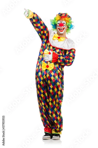 Fototapeta Funny clown isolated on white