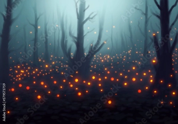 Obraz Forest and fireflies
