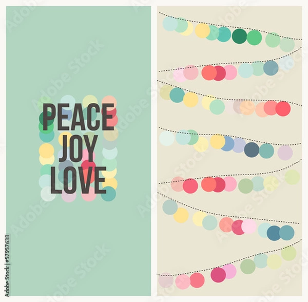 Obraz Peace love joy. Multicolored Christmas vector design