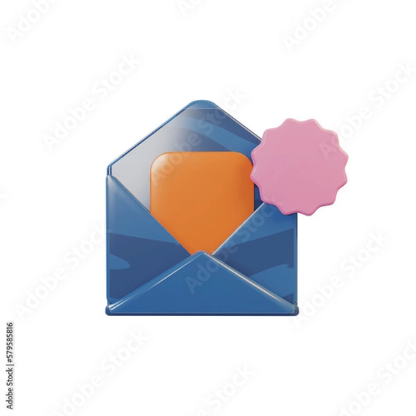 Obraz envelope with message in 3d render style