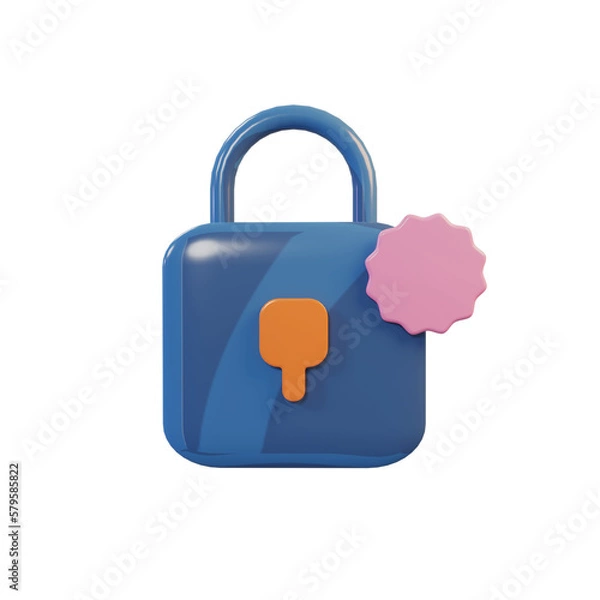 Obraz lock icon on button in 3d style