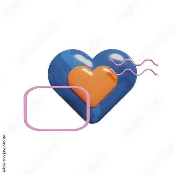 Obraz heart with ribbon illustration in 3d render style