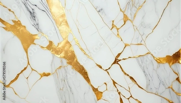 Obraz White and Gold Marble Background