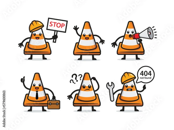 Obraz set traffic cone character design