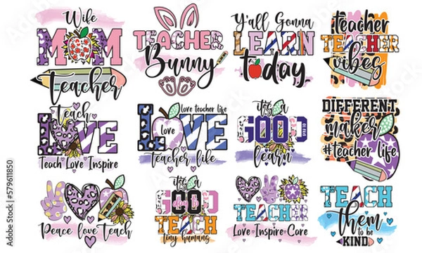 Fototapeta Teacher Sublimation Design Bundle