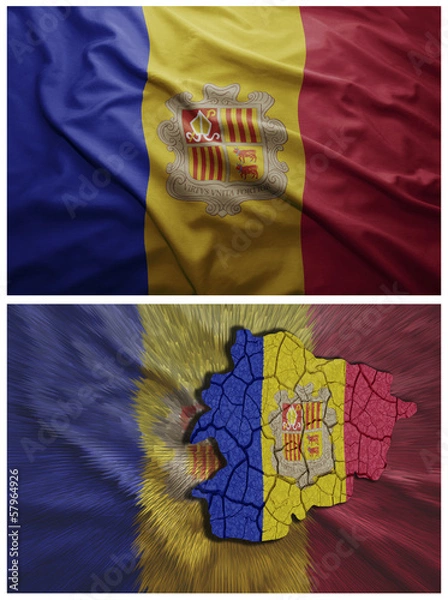 Obraz Andorra flag and map collage