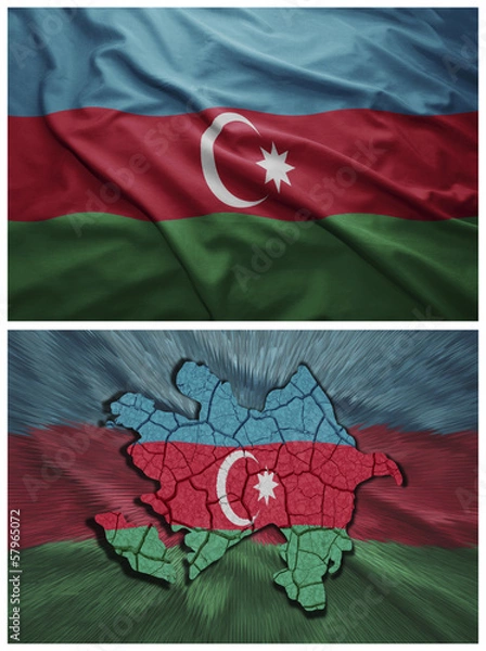 Obraz Azerbaijan flag and map collage