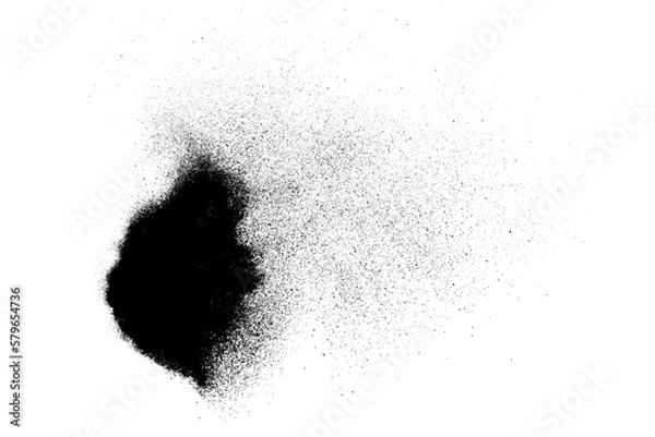Fototapeta Black grainy texture isolated on white background. Dust overlay. Dark noise granules. Digitally generated image. Vector design elements. Illustration, Eps 10.