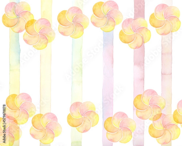 Fototapeta 水彩で描いた梅の背景模様