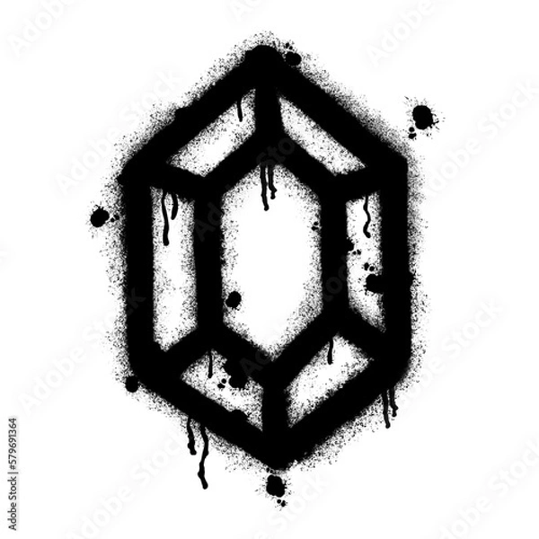 Obraz Diamond icon. Black graffiti spray element.	
