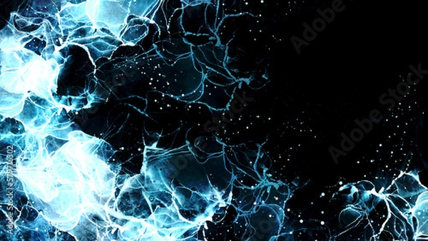 Obraz 黒背景に水色の抽象的なイラスト素材