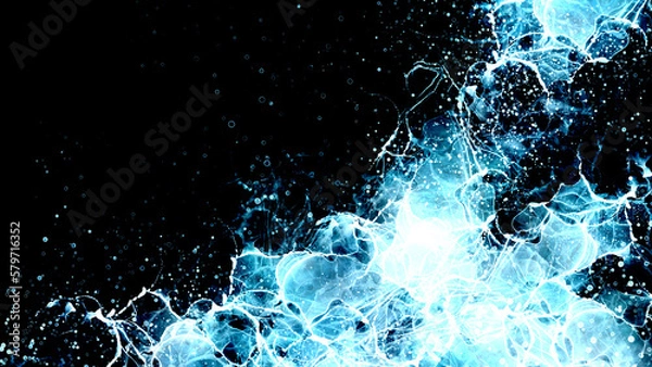 Obraz 黒背景に水色の抽象的なイラスト素材