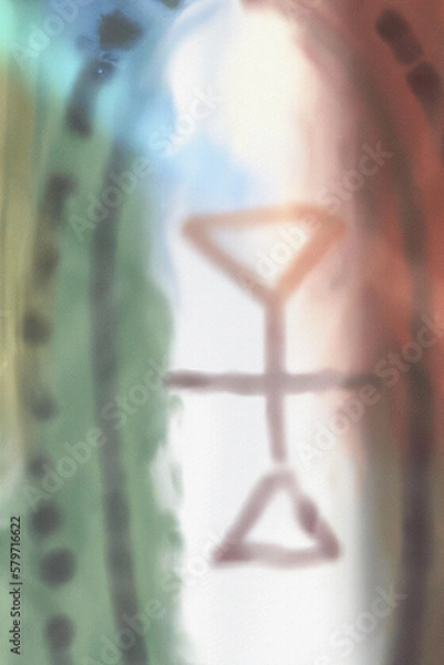 Fototapeta mysterious symbol on the wall  illustration generative AI