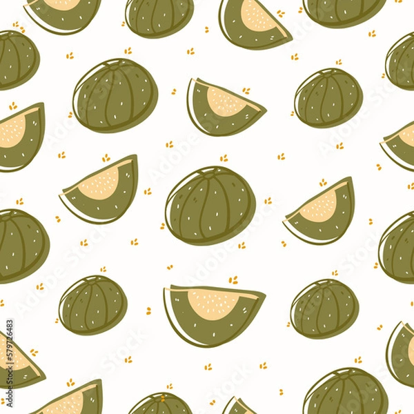 Obraz   green melon fruit  seamless pattern design