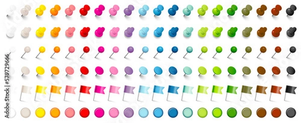 Fototapeta 6 Verschiedene Pins Herzen Nadeln Fahnen Und Magnete 20 Bunte Farben Set