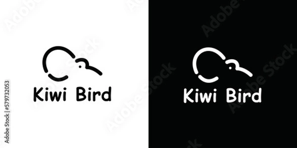 Fototapeta kiwi bird icon combination vector creative line illustration logo design 