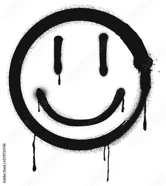 Fototapeta Graffiti drawn smile. Painted graffiti spray pattern of smile. Spray paint element. Street art style illustration.