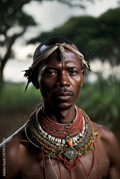 Fototapeta African Man Portrait. Generative AI