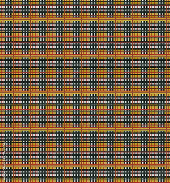Obraz seamless pattern yellow and black plaid knitted 