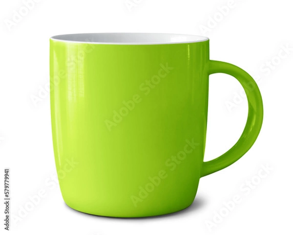 Fototapeta Green ceramic mug isolated on empty background