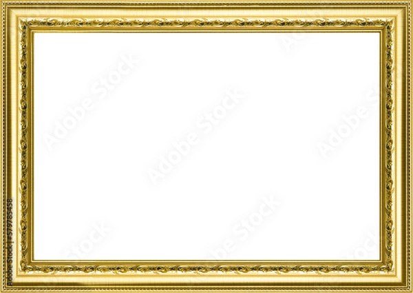Fototapeta Wood frame isolated on white background. Gold frame isolated on white background.