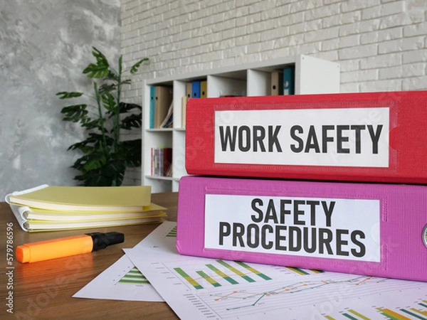 Fototapeta Work Safety and Safety Procedures are shown using the text